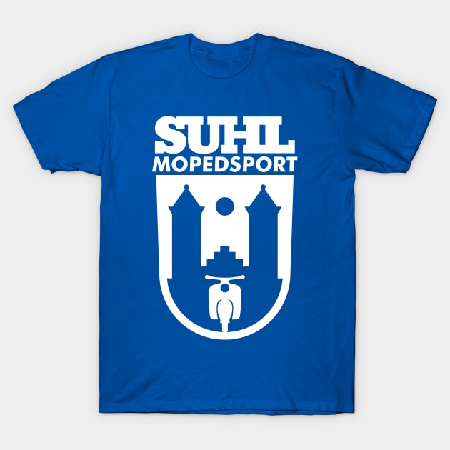 Suhl Mopedsport Schwalbe Logo (white) T-Shirt by GetThatCar